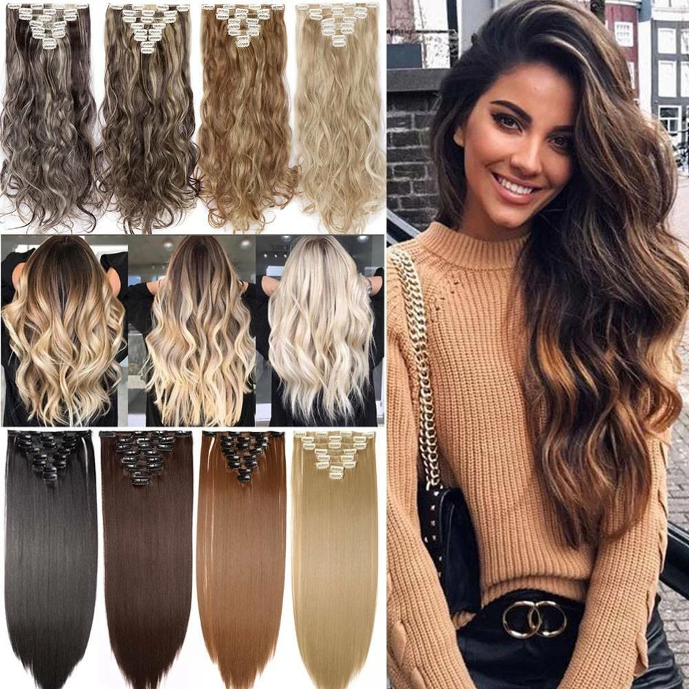 8PC Wavy Clip-in Hair Extension Kit – Hair Extension Connection