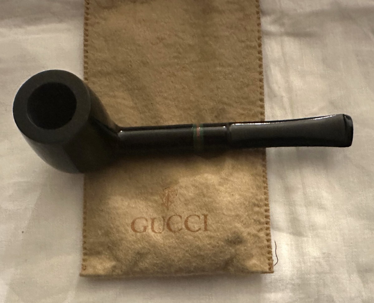 OLD GUCCI 美品 パイプ 喫煙具 シェリーライン 箱付 Vintage Authentic GUCCI Tobacco PIPE with Pouch and Box (Never