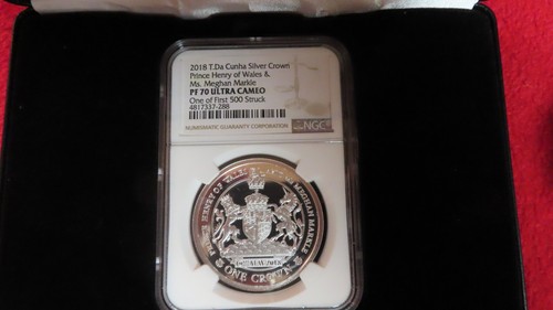 2018 Tristan Cunha Meghan Markle Prince Henry 999 Silver NGC PF 70 Royal Wedding - Picture 8 of 10