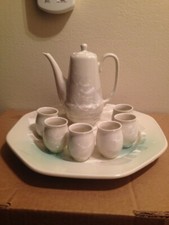 NEW Chinese Miniature Tea Set 8 pc Porcelain with Mother of Pearl RARE