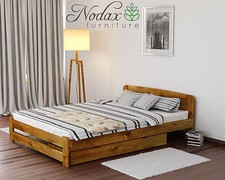 Handmade Wooden Pine Double Bed Frames & Under Bed Drawers with 4 Colour Finish