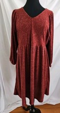 Calstyle Womans Sweater Dress Size Medium Pullover Western BURGANDY Knee Length 