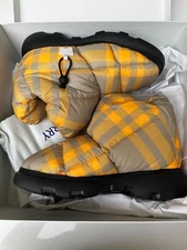  BURBERRY Yellow Check Drawstring Pillow Padded Snow Boots NEW WITH BOX