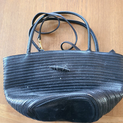 Talbots Black toggle & zipper close basket style purse, all leather, gently used