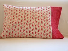 Handmade Travel/Toddler Size Pillowcase: Tiny Reindeer