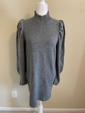 WAYF Women's Dark Grey Knee Length Sweater Dress, Mock Neck, Size Medium