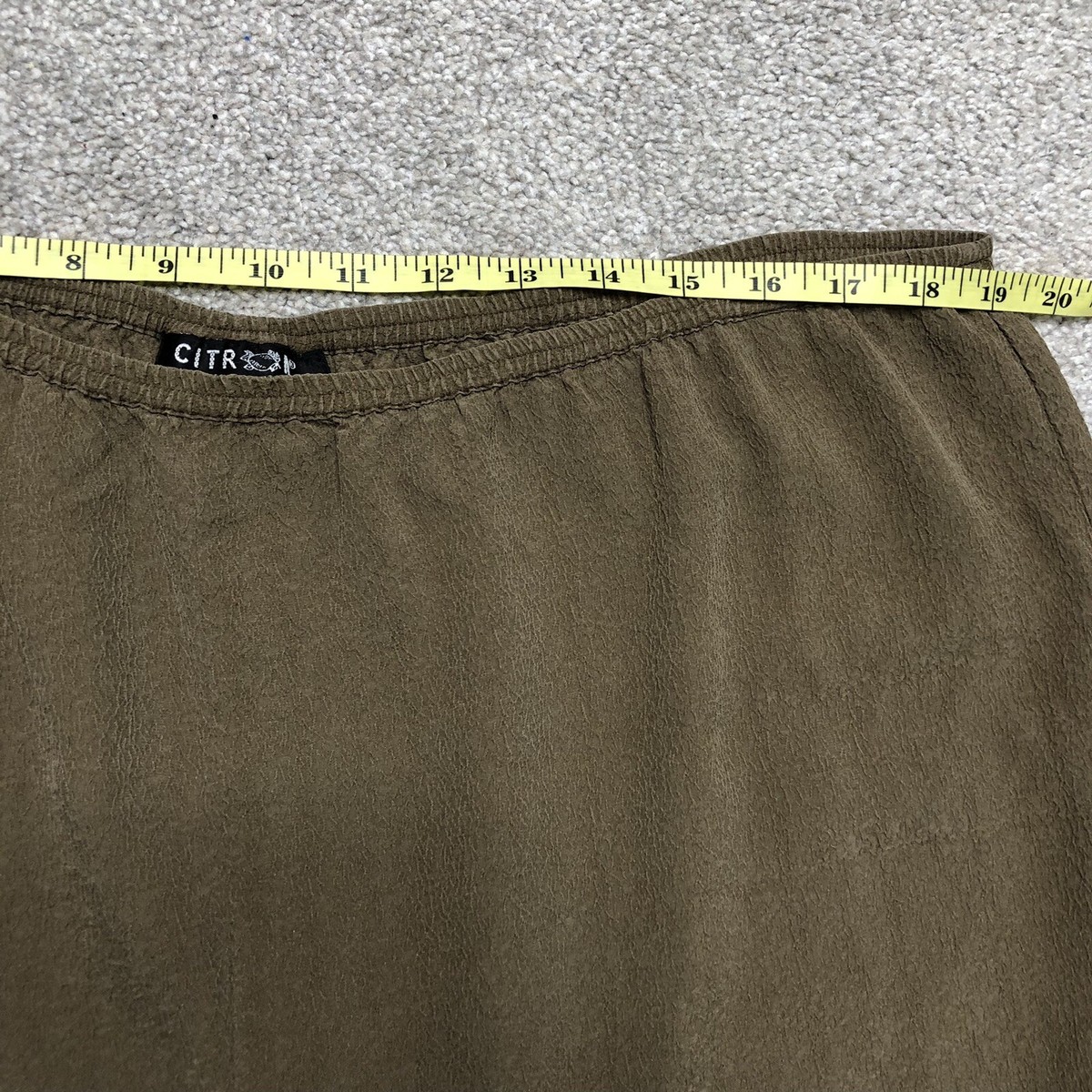 Citron Santa Monica Pants Women Size 1X Silk Elastic Waist Cropped  display picture 1