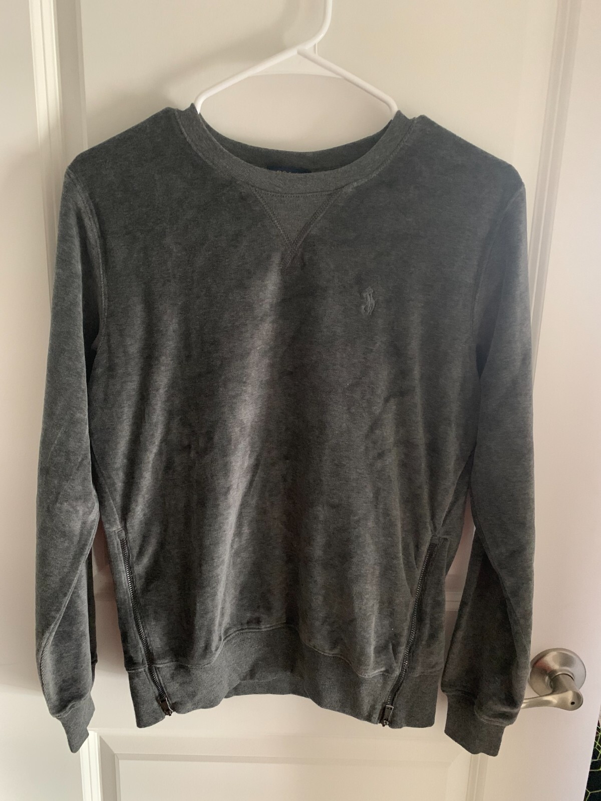 Polo Ralph Lauren donna taglia XS logo pony grigio erica cerniera laterale inferiore