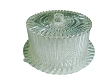 Vintage MCM Acrylic Cake Plate Covered Keeper Carrier Clear Faceted