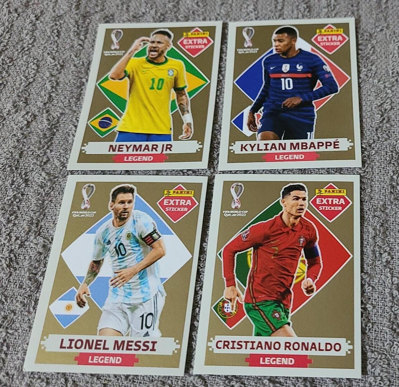 4x messi mbappe ronaldo neymar Extra sticker Bronze w cup 2022 panini