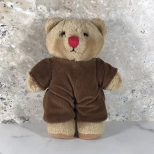 VINTAGE DAKIN LIGHT BROWN RED NOSE TEDDY BEAR IN BROWN ONE PIECE CIRCA 1986