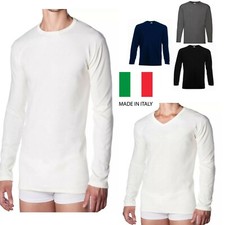 2 maglia intima uomo 100% caldo cotone manica lunga girocollo o scollo punta