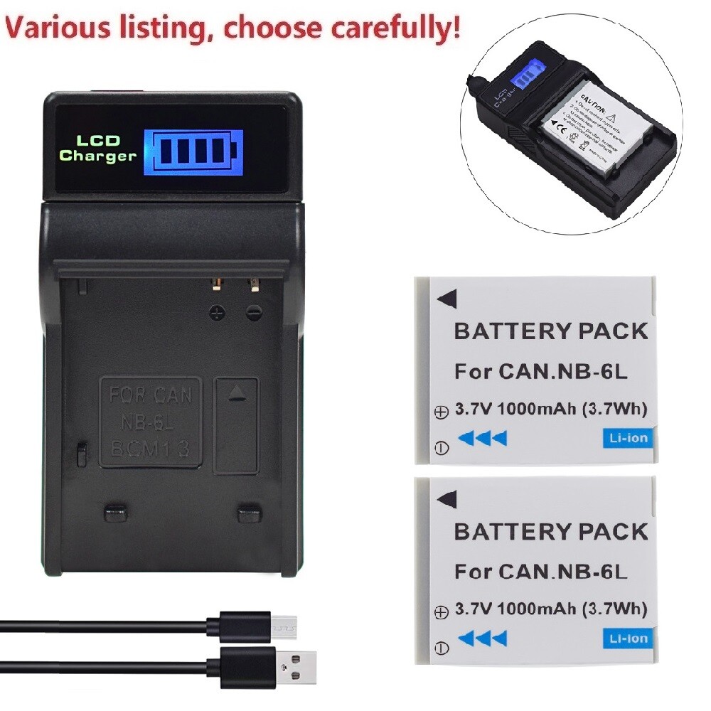 NB-6L Battery or Charger for Canon PowerShot SX530 HS SX540 HS SX610  HS,SX710 HS