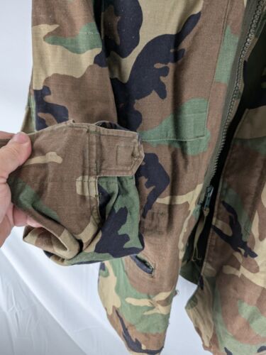 US ARMY Coat Woodland Camouflage Cold Weather Field Jacket Large Long - Picture 3 of 7