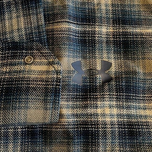 Under Armour Flannel Plaid Shirt Long Sleeve 2XL Button Blue UA Tradesman NWT - Picture 7 of 10