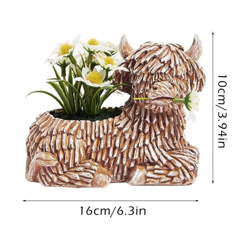 Cute Highland Cow Potted Statues, Highland Cattle Potted Statues Art Crafts - Picture 3 of 7