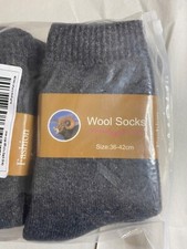 6 Pairs Mens Wool Socks Dark Grey Size 36-42 cm