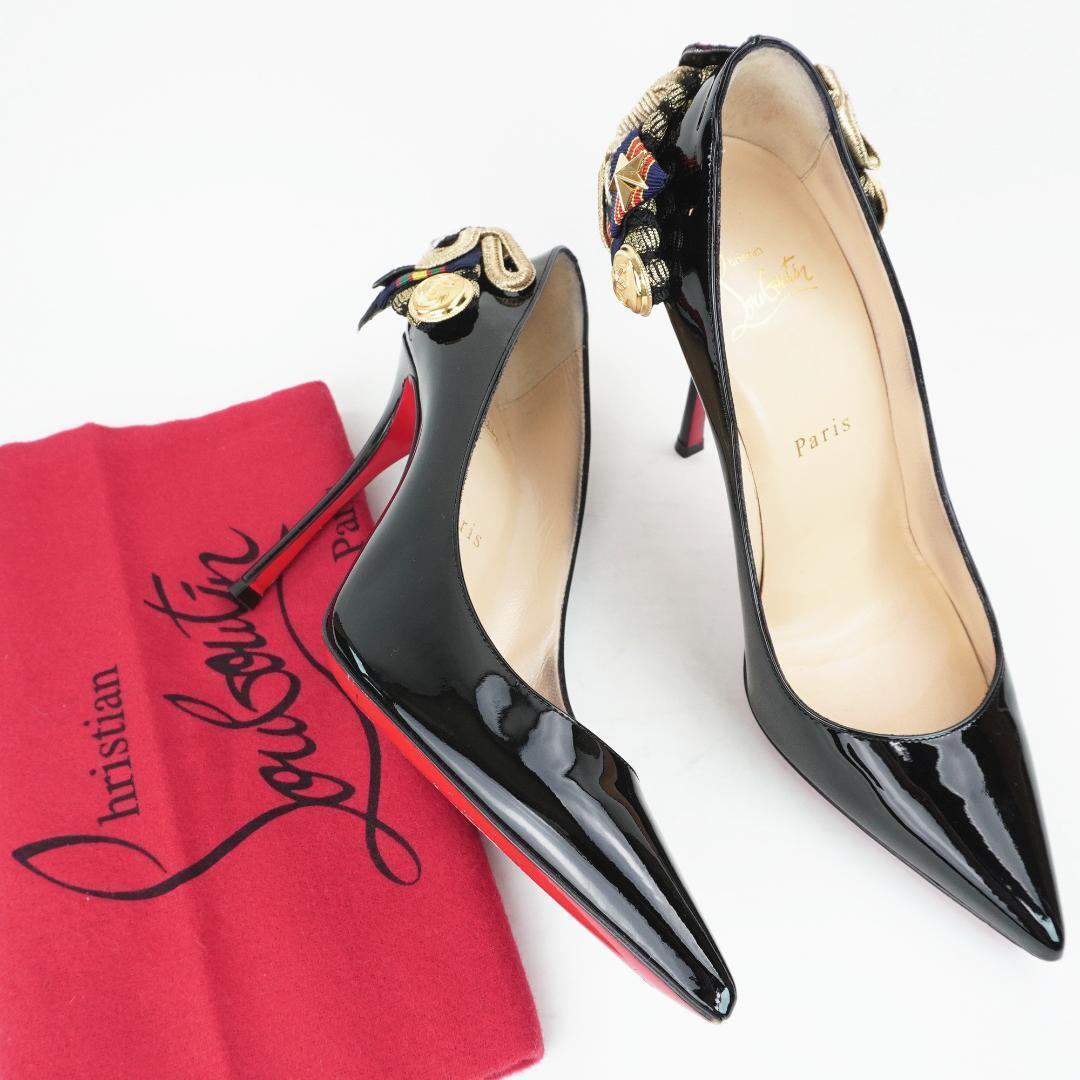 Christian Louboutin Heels Size IT 36 Black Pointed Toe Patent red bottoms pupms