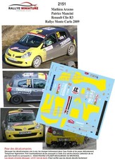 DECALS 1/43 REF 2151 RENAULT CLIO ARZENO RALLYE MONTE CARLO 2009 RALLY