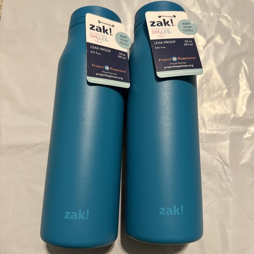 2x Zak! Stainless Steel Water Bottle Leak-Proof Vacuum Insulated Aqua/Teal 20z