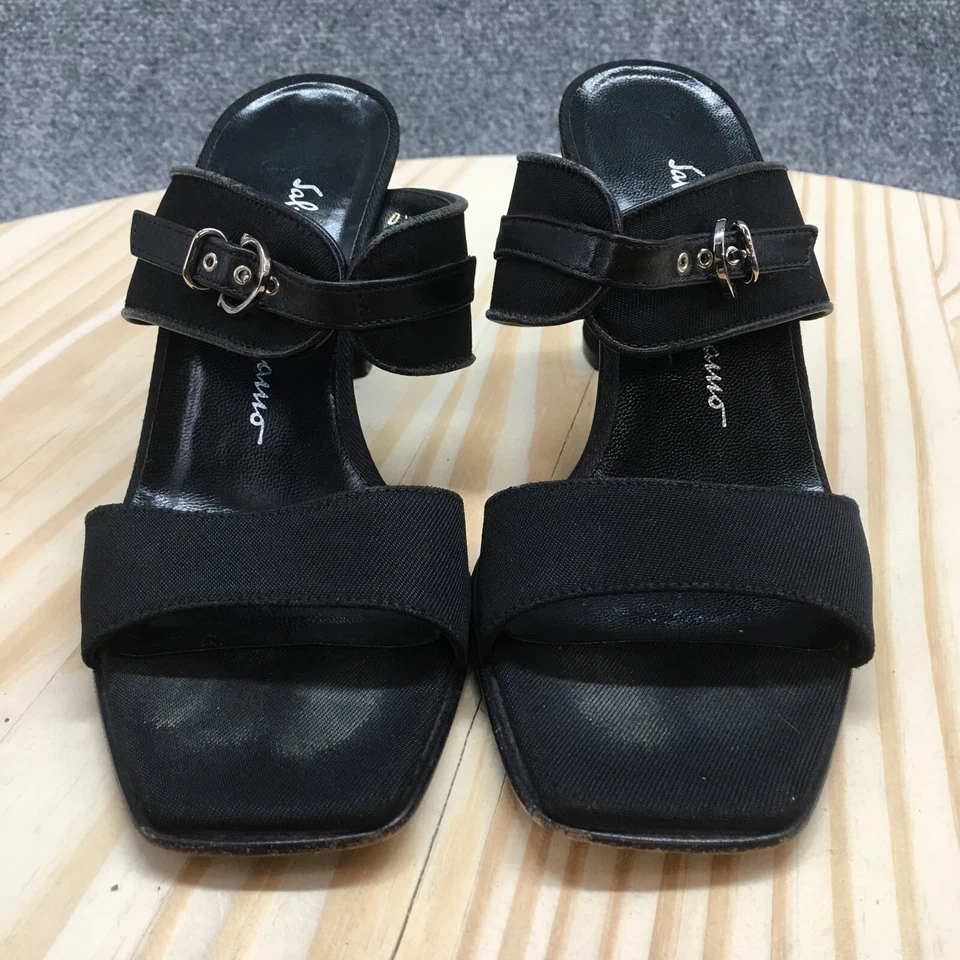 Sandalias Salvatore Ferragamo para mujer 5 B Boutique tacón bloque sin cordones negras Foto 4 de 4