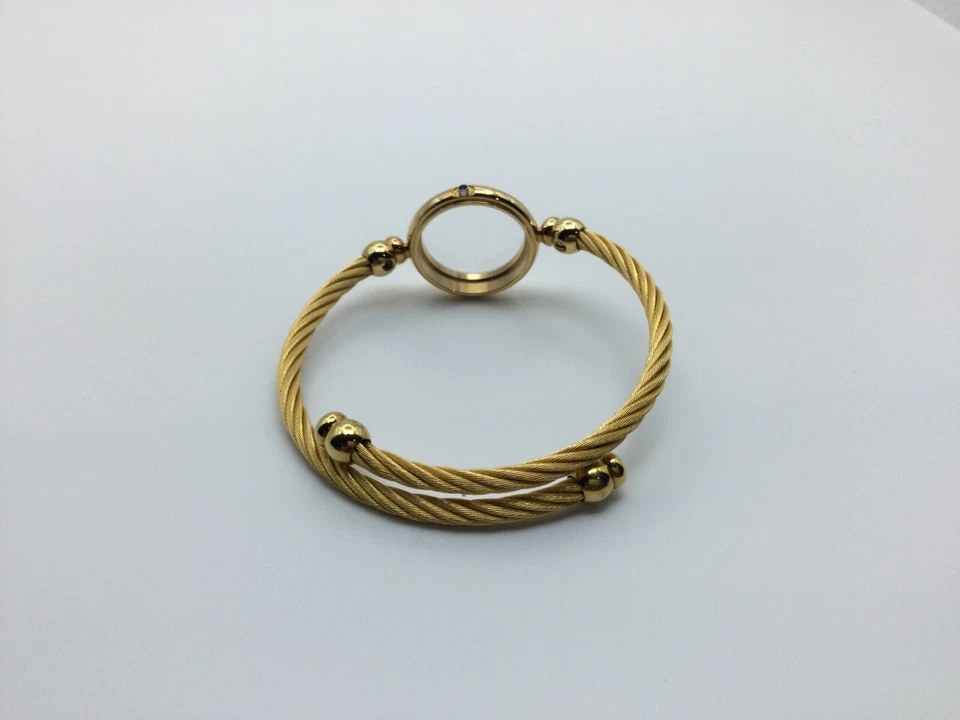 ORIGINAL GUCCI 2700L WATCH CASE WITH CRYSTAL AND TWIST CABLE BANGLE BRACELET - Image 3 of 4