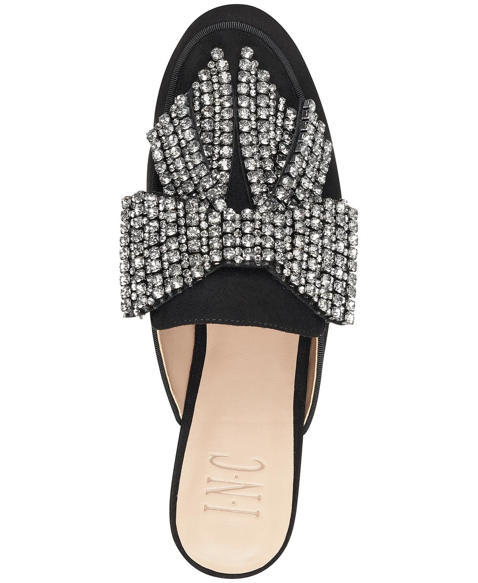 INC INTERNATIONAL CONCEPTS GANNIE CRYSTAL Bow Mules Slides 8.5 9.5 10 LOVE SHOES