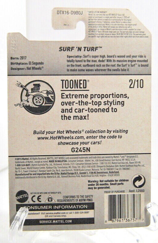 Hot Wheels Mattel Surf 'N Turf Tooned Woodie Extreme Proportions 2017 2