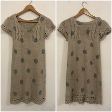 TWIN SET Vestito abito beige fantasia palle verdi Tg XS/S