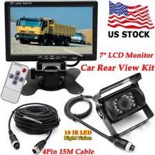 7" LCD Harvester Truck 4Pin Reversing Rear View Night Vision Camera HD Monitor