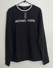 NEW Michael Kors Men's L Black Sweatshirt Embroidered MK Logo Long Sleeve
