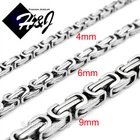18-40"MEN's Stainless Steel 4mm/6mm/9mm Silver Byzantine Box Link Chain Necklace