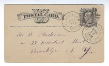 1879 UX5 Postal Card, Albert Lea Minnesota with Crossroads Killer to Brooklyn NY