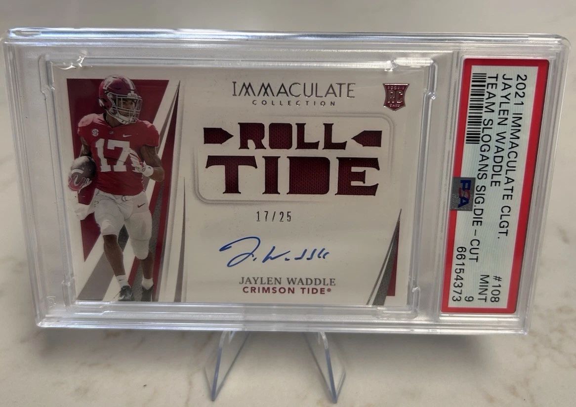Jaylen Waddle Panini Immaculate Collection Collegiate #108 Team Slogans Signatures Die-Cut