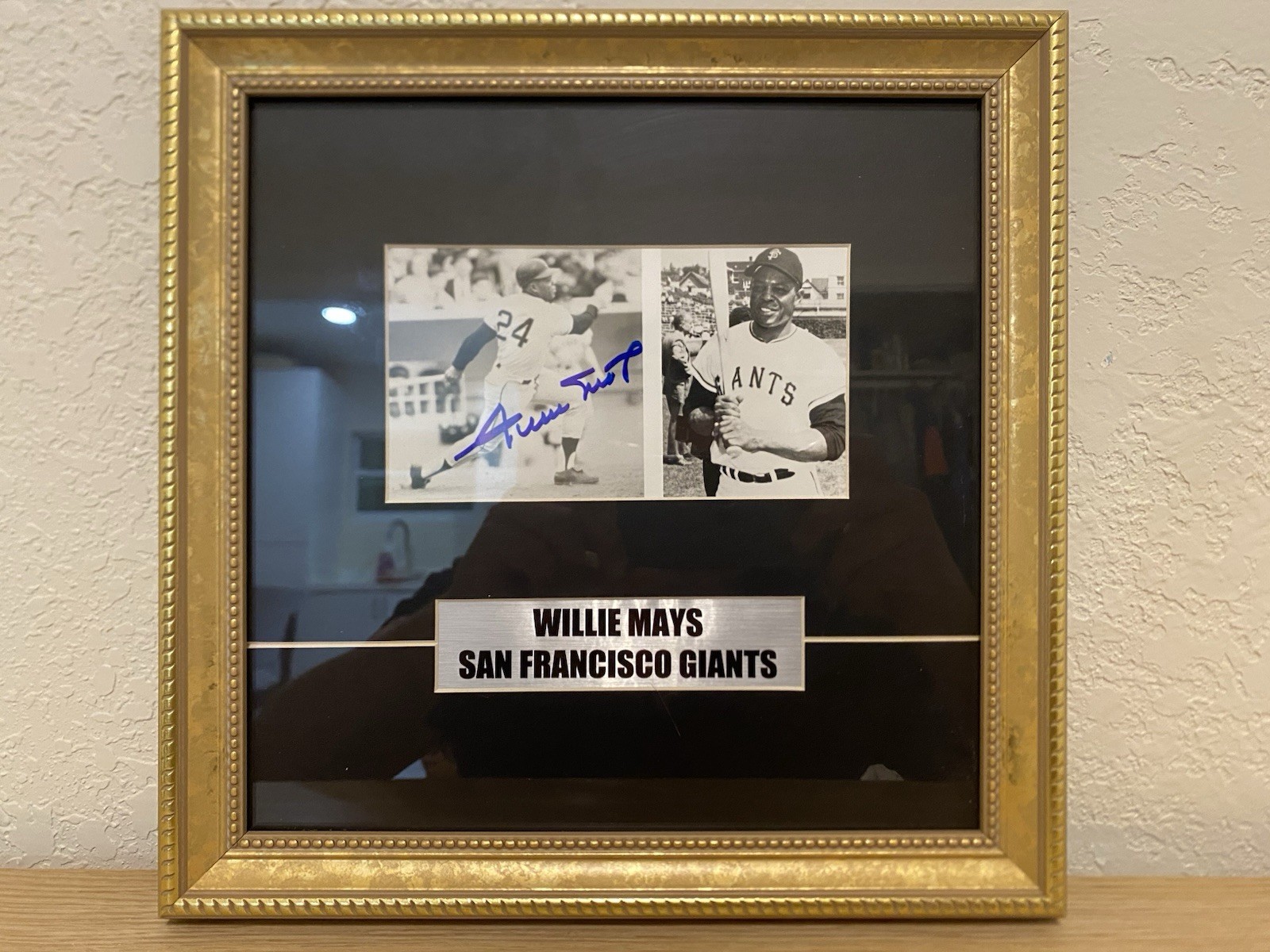 Willie Mays Signed Baseball Photo Framed JSA LL37412 Authentic Autograph