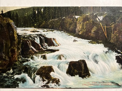 Firehole Falls River Yellowstone National Park Postcard 1914 Montana Cancel