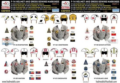 HADE321012 1:32 HAD Models Decals - F-14Tomcat Helmet & Dress Sewing Markings