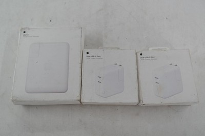 Lot Of 3 Apple USB-C Power Adapters 140W + 2x 35W Dual Port White For Mac