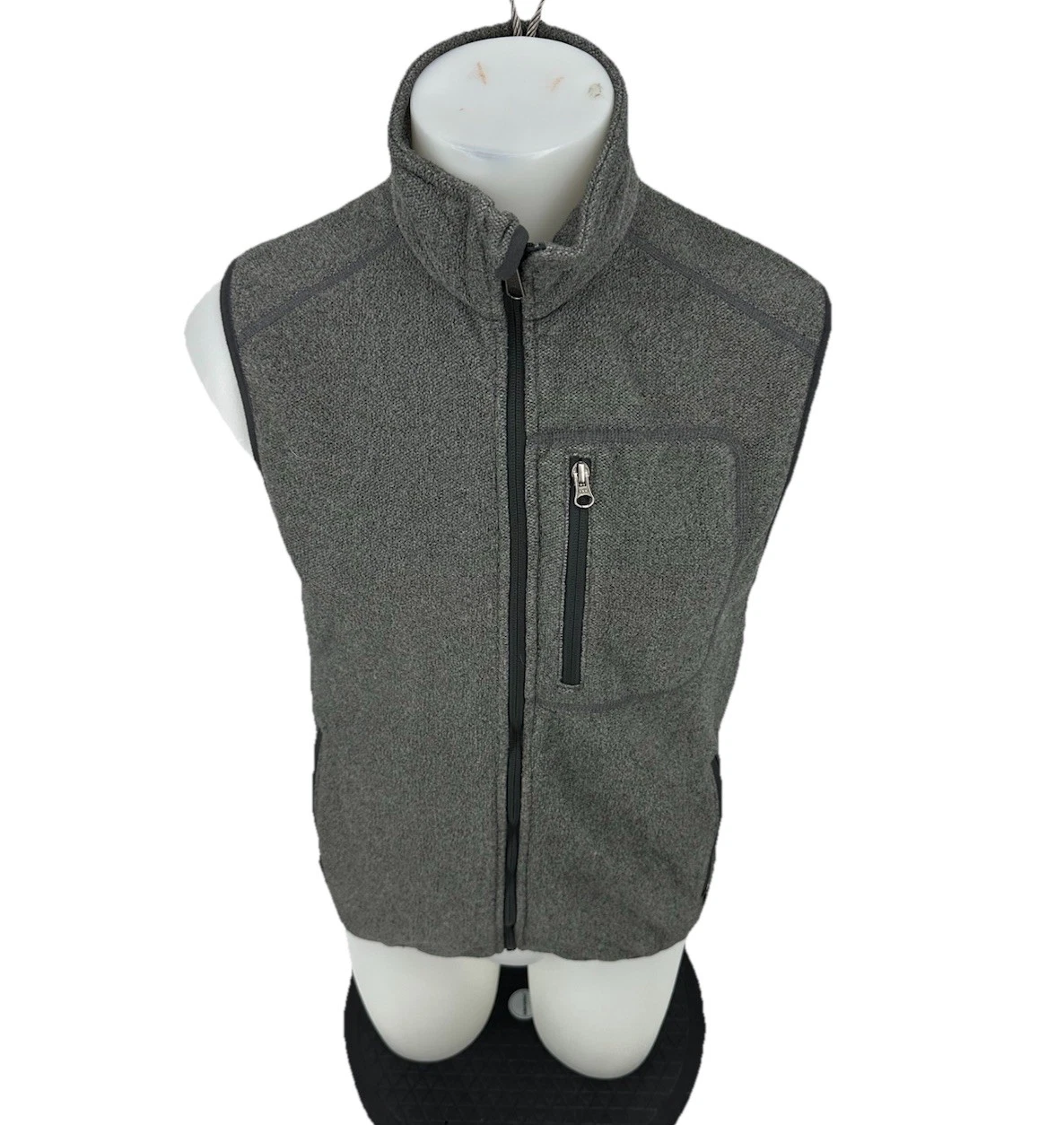 Duluth Trading Co Small Men Knit Gray Full Zip Vest Pockets Hiking Outdoor X5