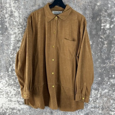 Red Hot Plus Size 22W Faux Seude Casual Button Top Brown Long Sleeve Collar