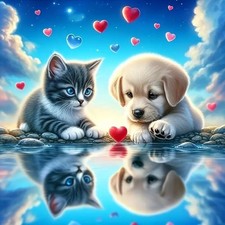 Diamond Painting Kits for Adults, Cute Dog and Cat Diamond Art Kit for Adults