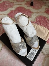Badgley Mischka Rhinestone Strappy Peep Toe Ankle Strap Heels US 6.5