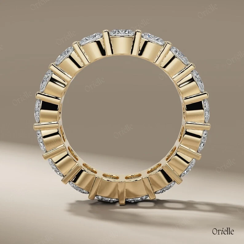 Роскошное кольцо из чистого 14-каратного желтого золота с натуральным бриллиантом круглой огранки 5 карат Eternity - Изображение 3 из 4