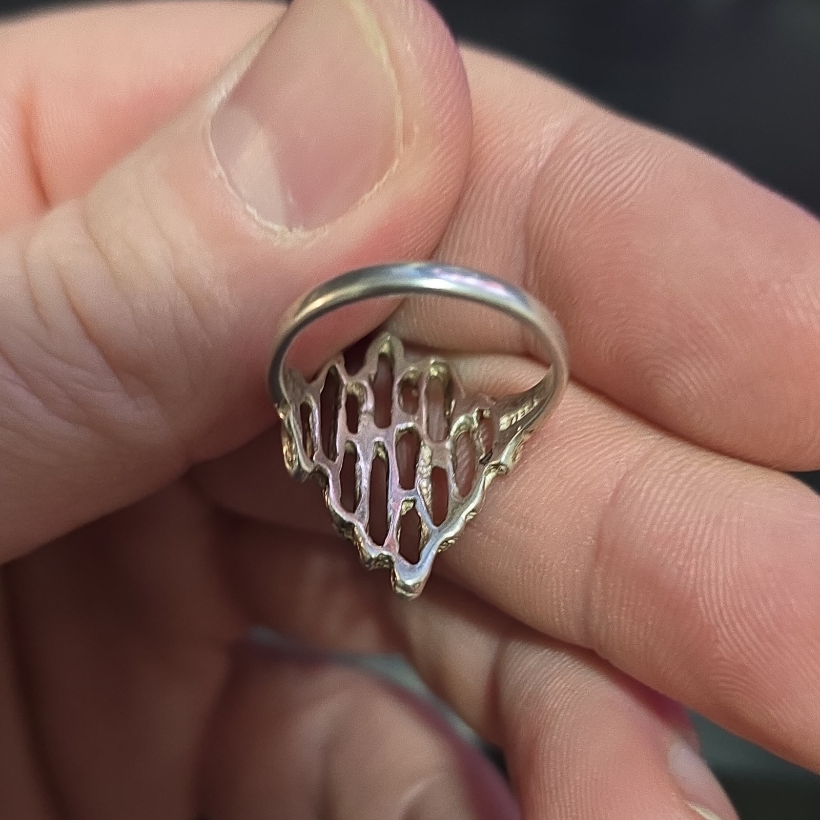 Sterling Silver Abstract Openwork Ring Size 7 925… - image 4