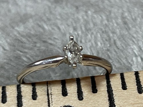 Anello da sposa matrimonio fidanzamento solitario diamante marchesa 1/5 ct oro bianco 14 carati! - Foto 9 di 14
