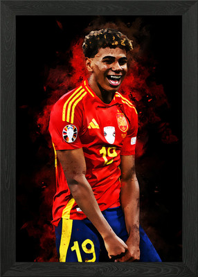 Lamine Jamal Spieler Portrait gerahmtes Wandbild Poster Leinwanddruck Bild