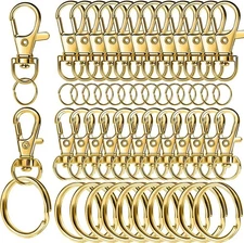LEOBRO 60 PCS Swivel Snap Hooks and Key Rings, Keychain Clips and Key Chain Ring