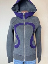 Lululemon Scuba Hoodie Grey Purple Special Edition Logo Size 6