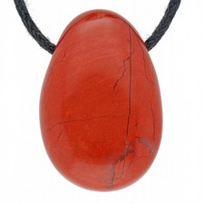 Roter Jaspis Tropfenanhänger mit Baumwollband gebohrt | Edelstein Schmuck