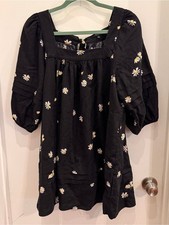 Madewell Square-Neck Puff-Sleeve Mini Dress in Lazy Daisies | S | Boho